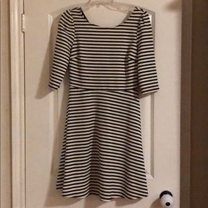 Black and White Striped Fit and Flare Dress